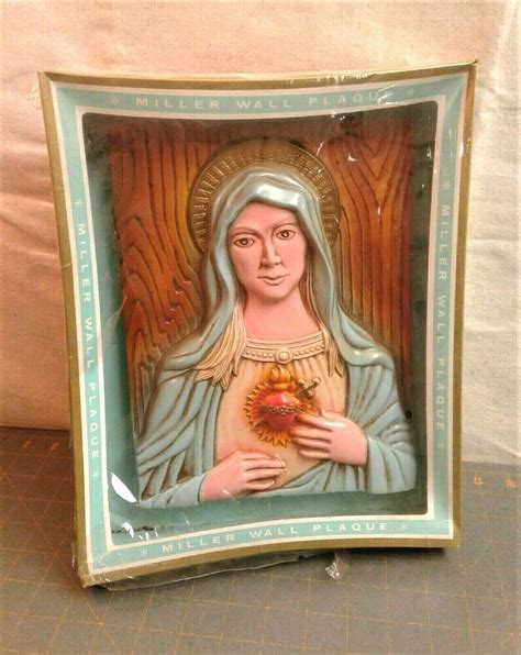 Vtg Sacred Heart Of Mary Or Immaculate Heart Of Mary Wall Plaque Miller