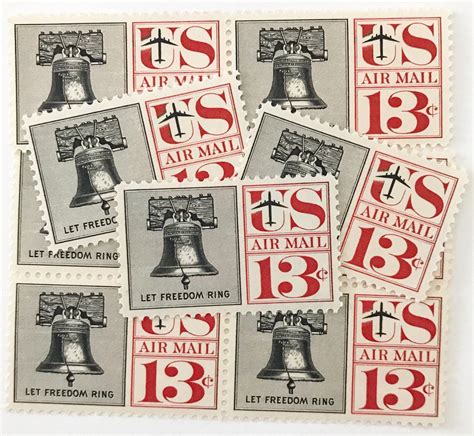 10 Unused Vintage Liberty Bell Us Postage Stamps Us Airmail Etsy
