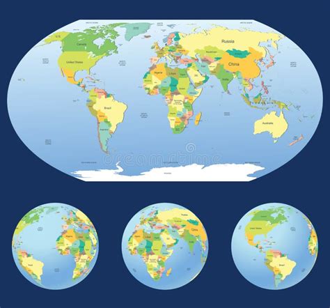 Mapa Politico Del Globo Ilustracion Del Vector Ilustracion De Oceano