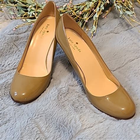 Kate Spade Shoes Kate Spade Camel Patent Leather Pumps Heels Womens B Made In Italy Poshmark