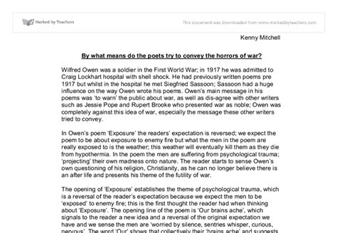 World War 1 Comparitive Essay Gcse English Marked By