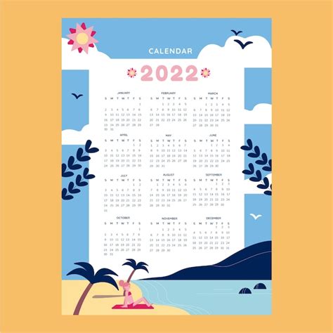 Free Vector Flat 2022 Calendar Template