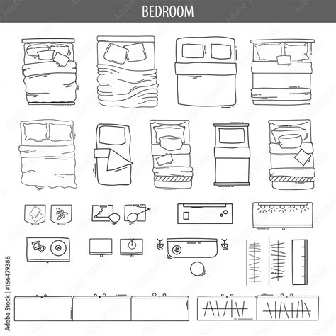 Set Of Linear Icons For Interior Top View Plans Stock Vector Adobe Stock