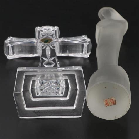 waterford crystal cross frosted glass madonna figure crystal box and rosaries ebth