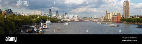 Panoramic View Over The River Thames London England Uk To St Pauls