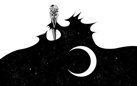 Anime Art Moon Girl Black White Wallpaper 6268x3957 800862