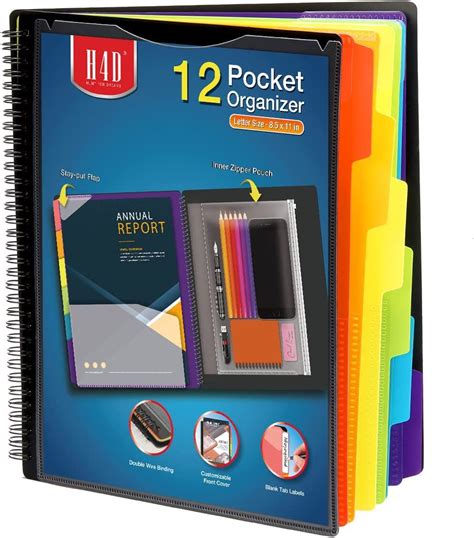 12 Pocket Poly Project Organizer Spiral Multi Pocket Folder Organizer