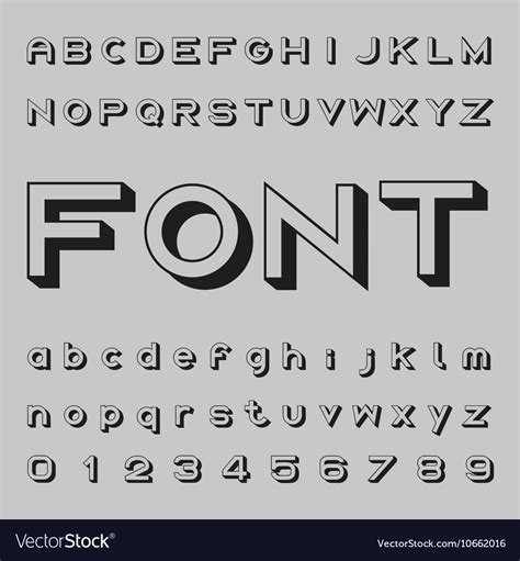 3d Font Design Shadow Alphabet Letters And Vector Image