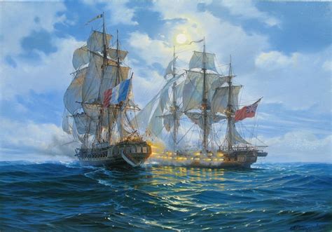 Night Sail Ship Oil Painting Original By Alexander Shenderov Etsy