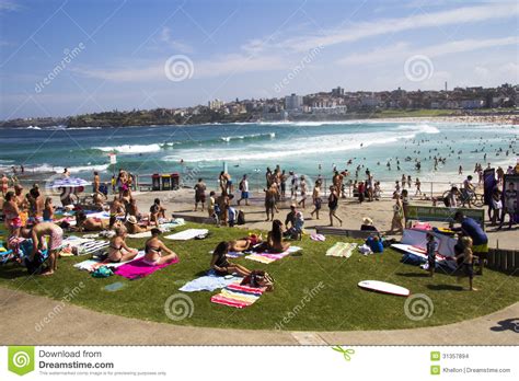 North Bondi Beach Australia Mar 16th People Relaxing On The
