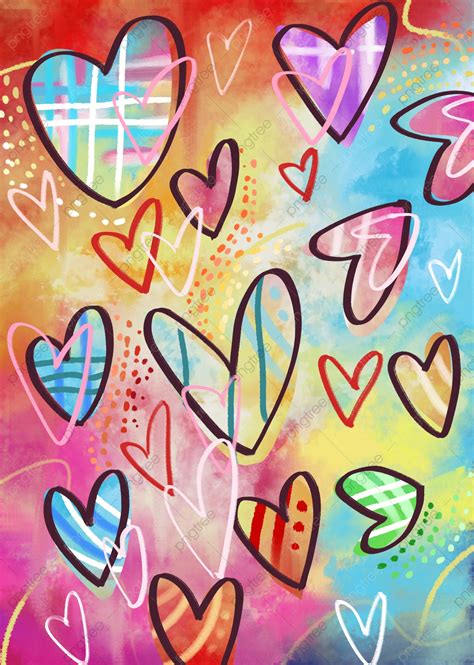 Colorful Love Heart Striped Background Colorful Love Stripe