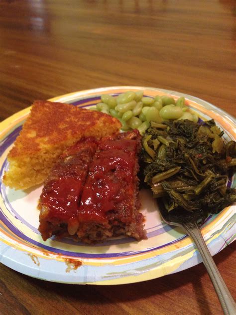Then bake for 1 hour. Mammaw's meatloaf, butter beans, cornbread, and mixed ...
