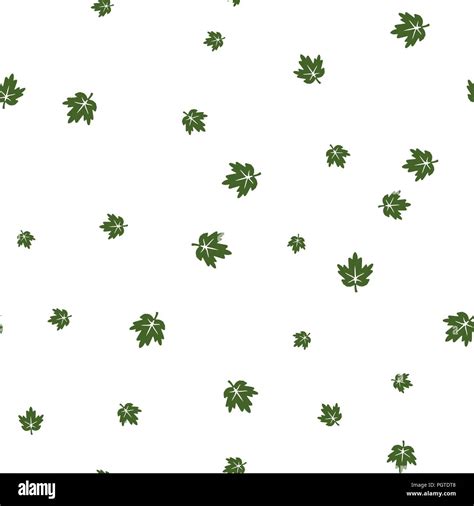 Maple Leaf Green Seamless Pattern Vector Illustration Isolated White