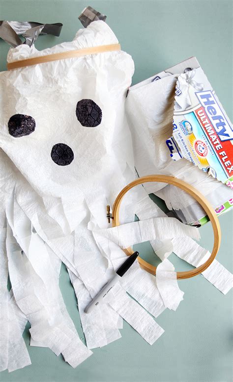 Diy Windsock Ghosts Plastic Bag Ghost Craft Diy Halloween