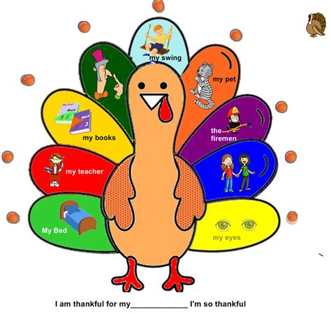 SMARTBoard Thankful Turkey Song Each feather on the Thankful Turkey has an image of something to ...
