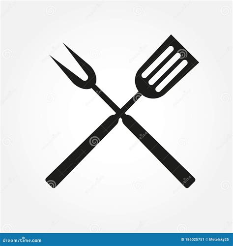 Bbq Or Grill Tools Icon Crossed Barbecue Fork With Spatula Stock