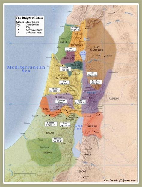 Judges Of Ancient Israel Map Old Testament Biblical Judges Bible
