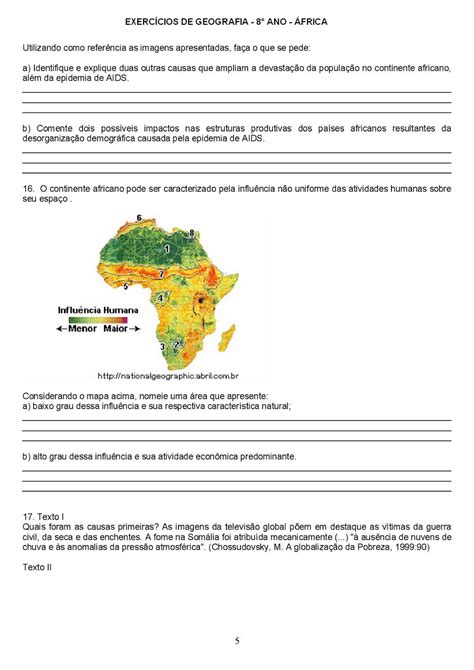 Jornal Ponto Com Geografia 8° Ano 135 ExercÍcios Sobre A África Com
