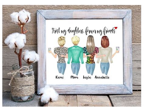 Featuring many ways to customize:. Personalized Gift Mother/3 Daughters Print Mother Gift ...
