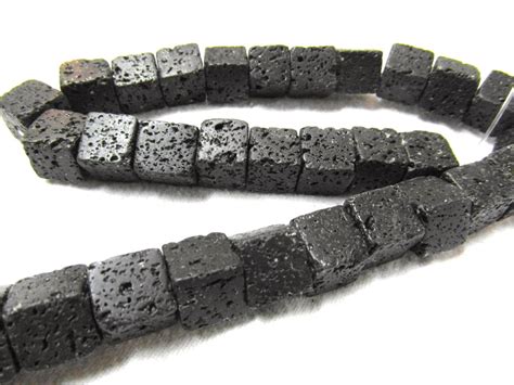 Beads From Fire Lanna Africa Gems Indonesia Lava Stone Black Cube 12mm