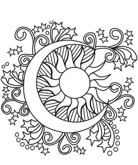Moon And Stars Coloring Pages Art 101 Worksheets Star Coloring
