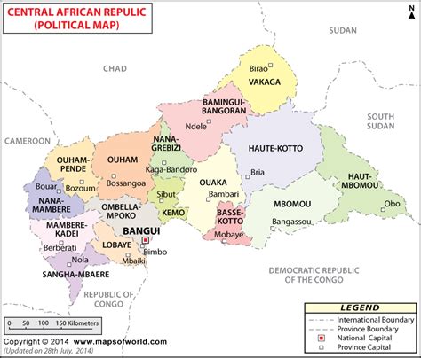 Political Map Of Central African Republic Central African Republic
