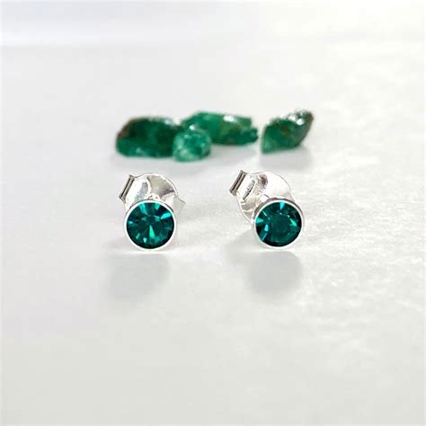 Emerald 925 Sterling Silver Stud Earrings Etsy