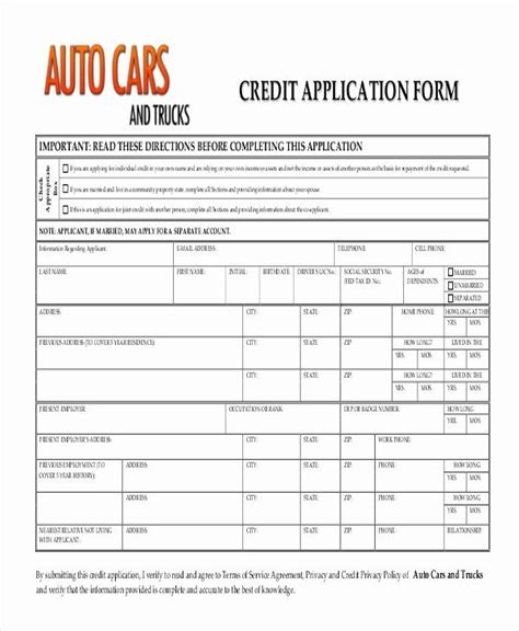 Car Loan Application Form Template Unique Free 10 Sample Credit