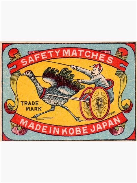 Antique Matchbox Label Ostrich Harness Racing Kobe Japan Poster By Retrographics Redbubble