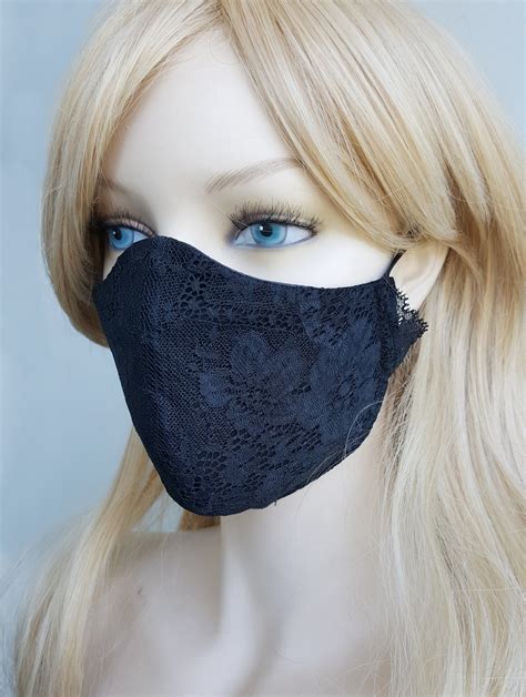 Black Lace Face Mask Reusable Washable Face Mask Women Etsy