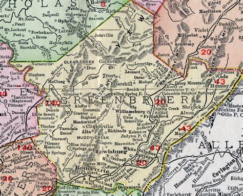 Greenbrier County West Virginia 1911 Map By Rand Mcnally Lewisburg