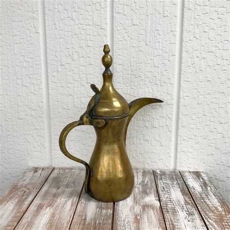 Dallah Coffee Pot Brass And Copper Arabic Coffee Etsy Coffee