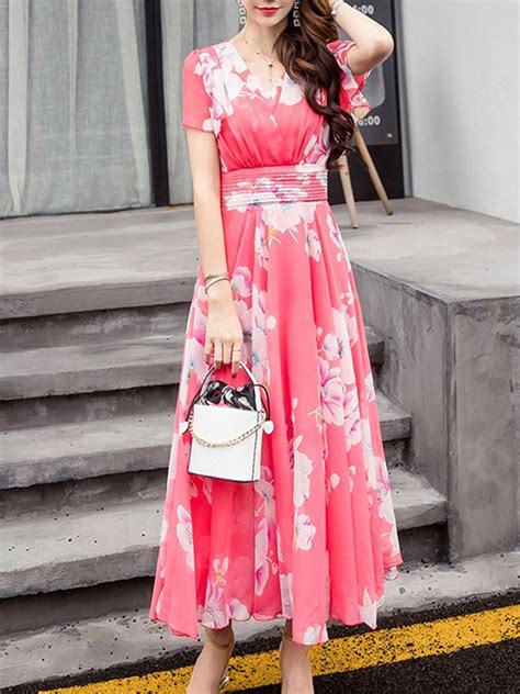 Specifications Product Name Summer V Neck Floral Printed Chiffon Maxi Dress Sku Bea3cb7a732f