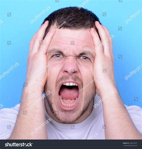 Portrait Angry Man Screaming Pulling Hair Stock Photo 326627657