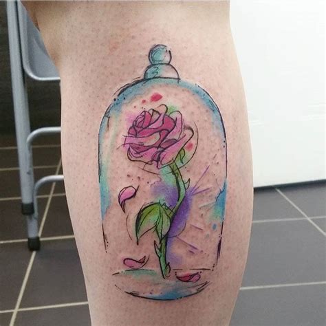 Beauty And The Beast Watercolour Rose Disney Tattoos Tattoo Disney