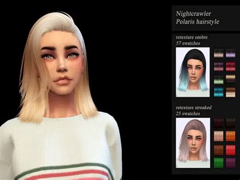 The Sims Resource Nightcrawler`s Polaris Hair Retextured By Sims 4 Hairs