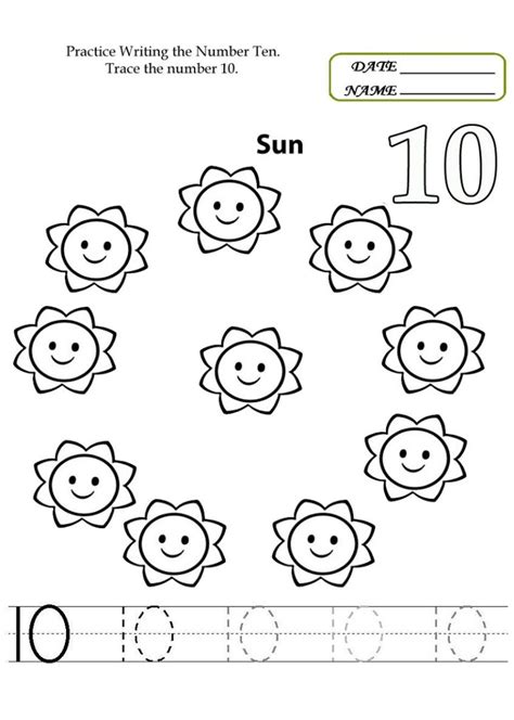 Number 10 Worksheets For Preschool Activity Shelter