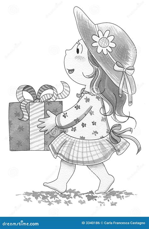 Girl Carrying Present Stock Illustration Illustration Of Carrying