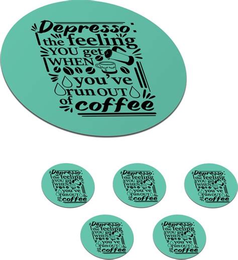 Onderzetters Voor Glazen Rond Quotes Koffie Groen 10x10 Cm