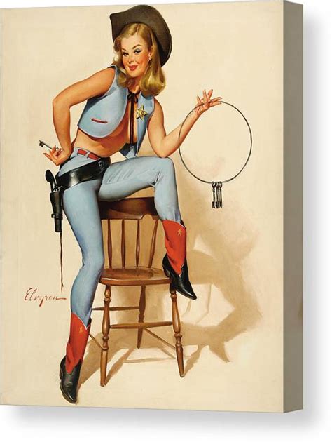 Cowgirl Pin Up Girl Canvas Print Canvas Art By Gil Elvgren