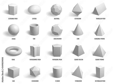 Vektorová Grafika „realistic Basic 3d Shapes Geometry Sphere Cylinder