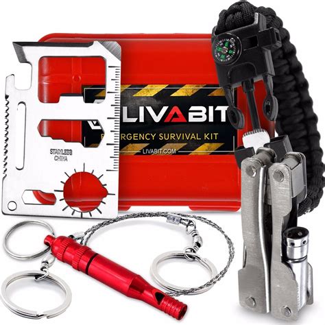 Survival Kit Emergency Sos Multi Tool Fire Starter Paracord Bracelet