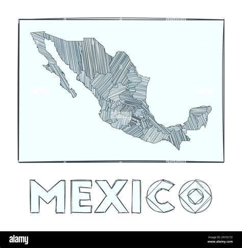 Mapa De Boceto De México Mapa Dibujado A Mano En Escala De Grises Del