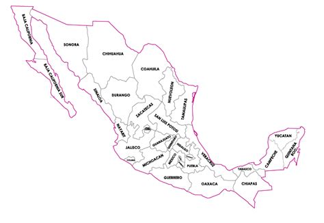 Mapa de la República Mexicana con nombres Stanser Republica mexicana con nombres Mapa