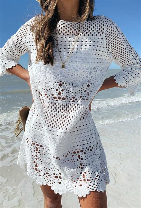 Willow Off White Crochet Swim Cover Up Crochet Dress Pattern Crochet