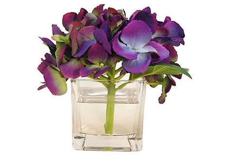 6 hydrangea in cube vase faux flower vase arrangements vase flower arrangements simple
