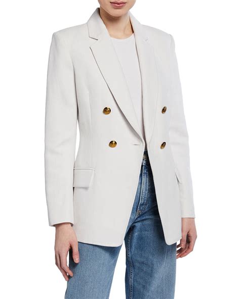 A L C Linen Sedgwick Double Breasted Blazer In Eggshell White Lyst