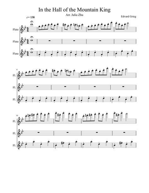 In The Hall Of The Mountain King Sheet Music For Flute Mixed Trio