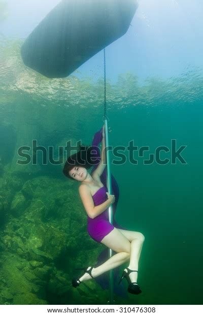 Underwater Striptease Beautiful Slim Girl Stock Photo 310476308