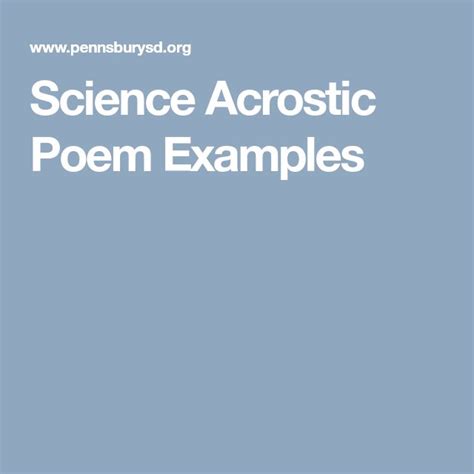 Science Acrostic Poem Examples Acrostic Poem Examples